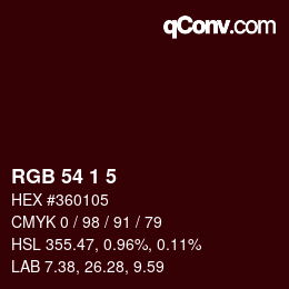 カラーコード: RGB 54 1 5 | qconv.com