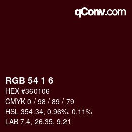 カラーコード: RGB 54 1 6 | qconv.com