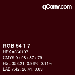 カラーコード: RGB 54 1 7 | qconv.com