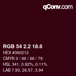 カラーコード: RGB 54 2.2 18.6 | qconv.com