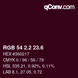 カラーコード: RGB 54 2.2 23.6 | qconv.com