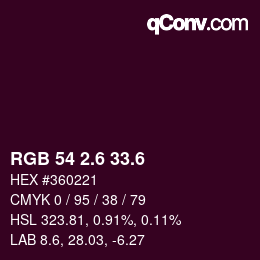 カラーコード: RGB 54 2.6 33.6 | qconv.com