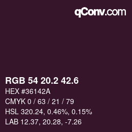 カラーコード: RGB 54 20.2 42.6 | qconv.com
