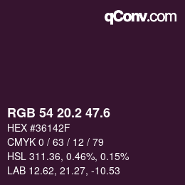 カラーコード: RGB 54 20.2 47.6 | qconv.com