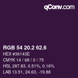 カラーコード: RGB 54 20.2 62.6 | qconv.com