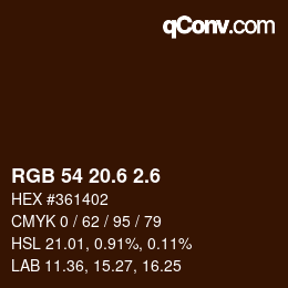カラーコード: RGB 54 20.6 2.6 | qconv.com