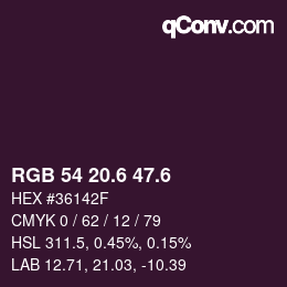 カラーコード: RGB 54 20.6 47.6 | qconv.com