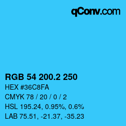 カラーコード: RGB 54 200.2 250 | qconv.com