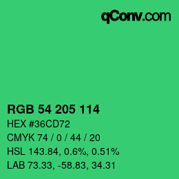 Color code: RGB 54 205 114 | qconv.com