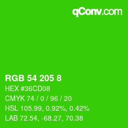 Color code: RGB 54 205 8 | qconv.com