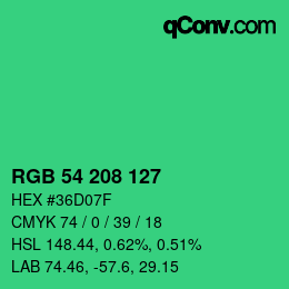 Color code: RGB 54 208 127 | qconv.com