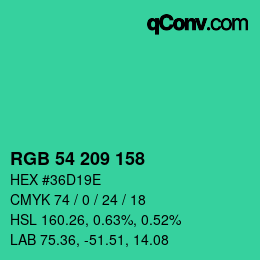 Color code: RGB 54 209 158 | qconv.com