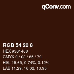 カラーコード: RGB 54 20 8 | qconv.com