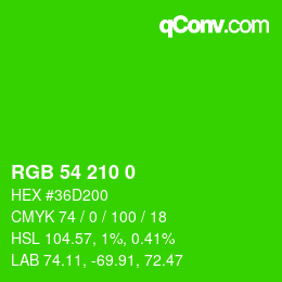Color code: RGB 54 210 0 | qconv.com