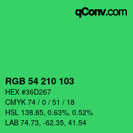 Farbcode: RGB 54 210 103 | qconv.com
