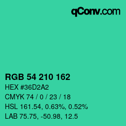 Color code: RGB 54 210 162 | qconv.com