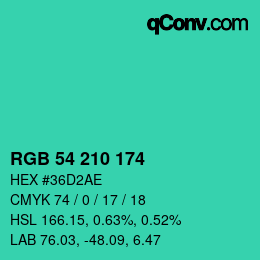 Color code: RGB 54 210 174 | qconv.com