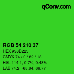 カラーコード: RGB 54 210 37 | qconv.com