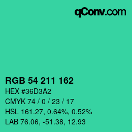 Color code: RGB 54 211 162 | qconv.com