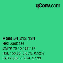 Color code: RGB 54 212 134 | qconv.com