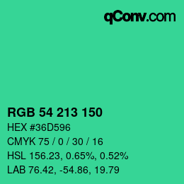 Color code: RGB 54 213 150 | qconv.com
