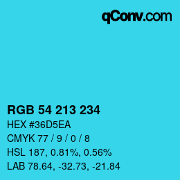 Color code: RGB 54 213 234 | qconv.com