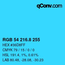 カラーコード: RGB 54 216.8 255 | qconv.com