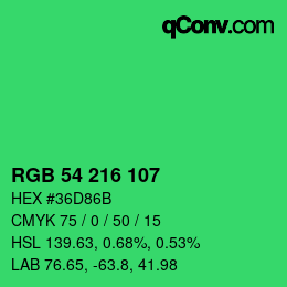 Código de color: RGB 54 216 107 | qconv.com