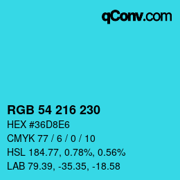 Color code: RGB 54 216 230 | qconv.com