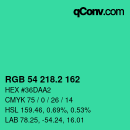 カラーコード: RGB 54 218.2 162 | qconv.com