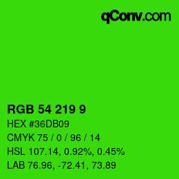 カラーコード: RGB 54 219 9 | qconv.com