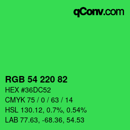 Color code: RGB 54 220 82 | qconv.com