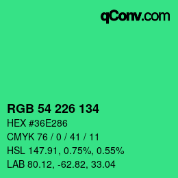 Color code: RGB 54 226 134 | qconv.com