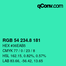 カラーコード: RGB 54 234.8 181 | qconv.com