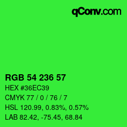 Color code: RGB 54 236 57 | qconv.com