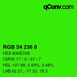 カラーコード: RGB 54 236 8 | qconv.com
