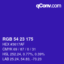 カラーコード: RGB 54 23 175 | qconv.com