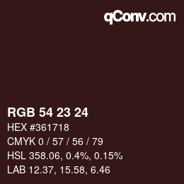 カラーコード: RGB 54 23 24 | qconv.com