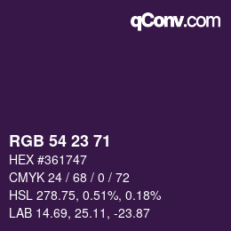 Color code: RGB 54 23 71 | qconv.com