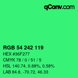 Código de color: RGB 54 242 119 | qconv.com
