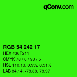 Color code: RGB 54 242 17 | qconv.com
