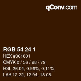 カラーコード: RGB 54 24 1 | qconv.com