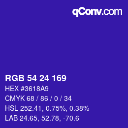 カラーコード: RGB 54 24 169 | qconv.com