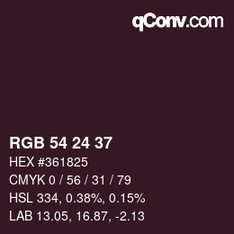 カラーコード: RGB 54 24 37 | qconv.com