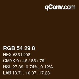 カラーコード: RGB 54 29 8 | qconv.com