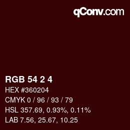 Color code: RGB 54 2 4 | qconv.com