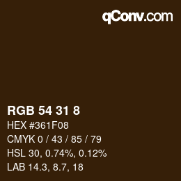 Color code: RGB 54 31 8 | qconv.com