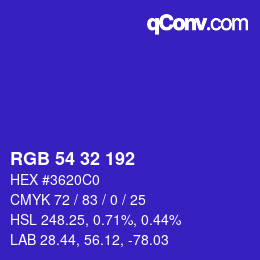 カラーコード: RGB 54 32 192 | qconv.com