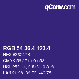 カラーコード: RGB 54 36.4 123.4 | qconv.com