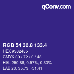 カラーコード: RGB 54 36.8 133.4 | qconv.com